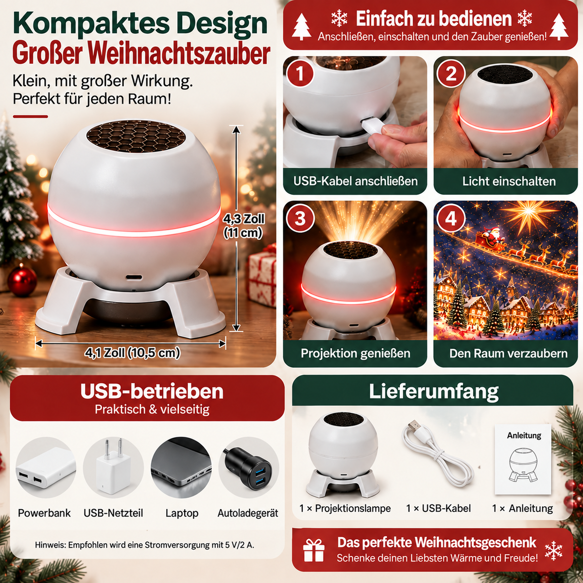 Offizieller Shop | 💖🎄 SCNDR® intelligenter holografischer Projektor (HD Smart Dynamic 5D)🎄