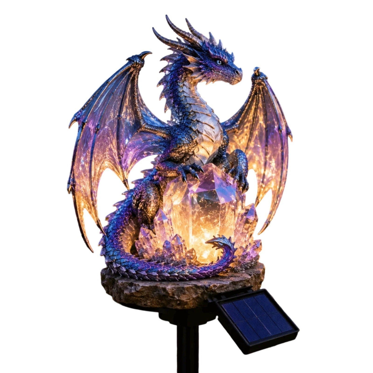 ✨LETZTER TAG – 50 % RABATT🐉💥 Solar-Drachen-Gartenstatue mit Licht – Goldglut-Fantasy-Deko für draußen