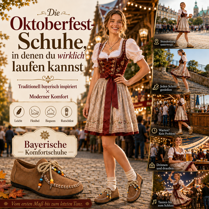 Bayerisch inspirierte Damen-Komfortschuhe mit ergonomischer Fußunterstützung