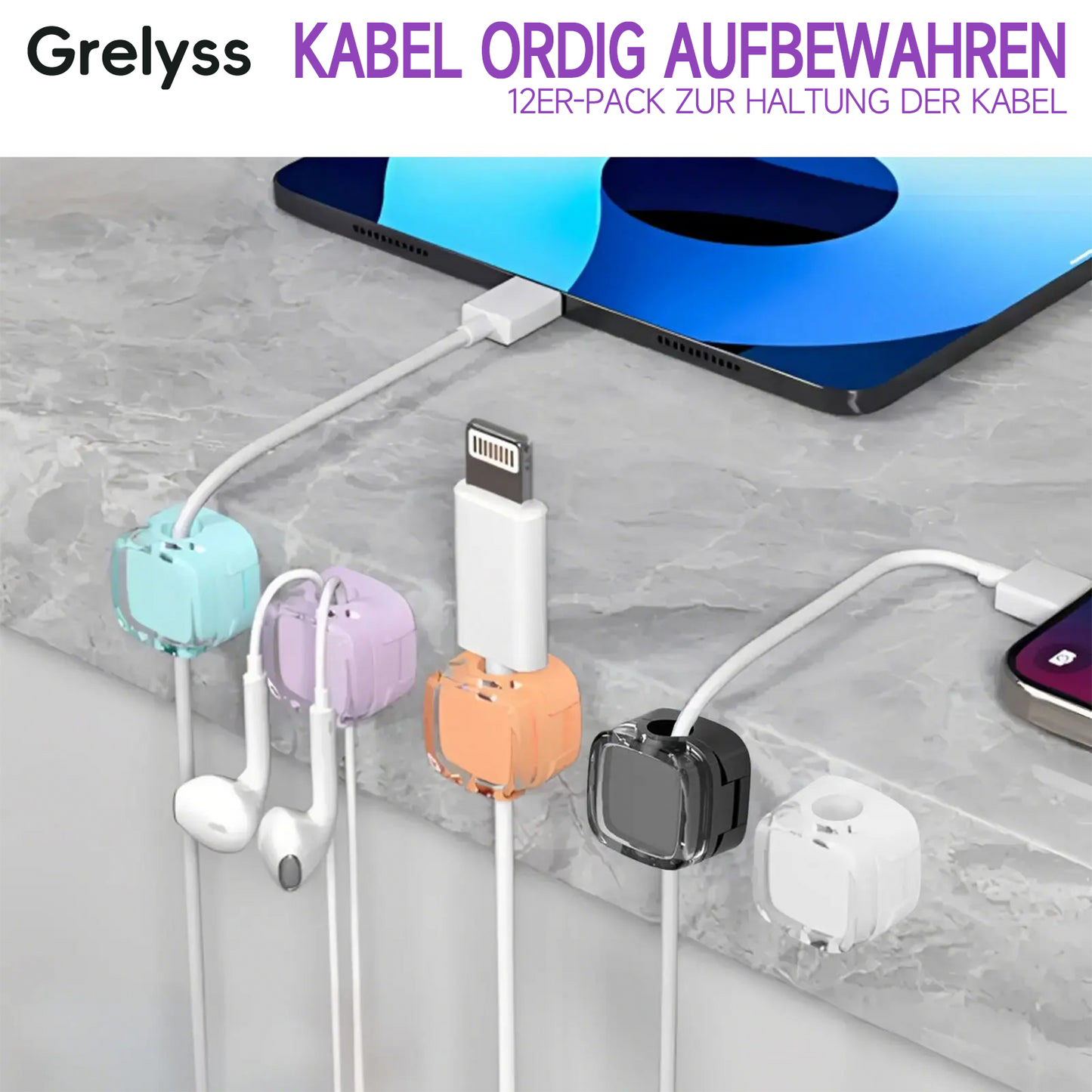 📢 Magnetischer Kabel-Organizer-Halter – 6er-Pack wandmontierte Kabelclips – Kabelmanagement-Clip für Schreibtisch & Desktop – Ordnungssystem für Büro und Zuhause