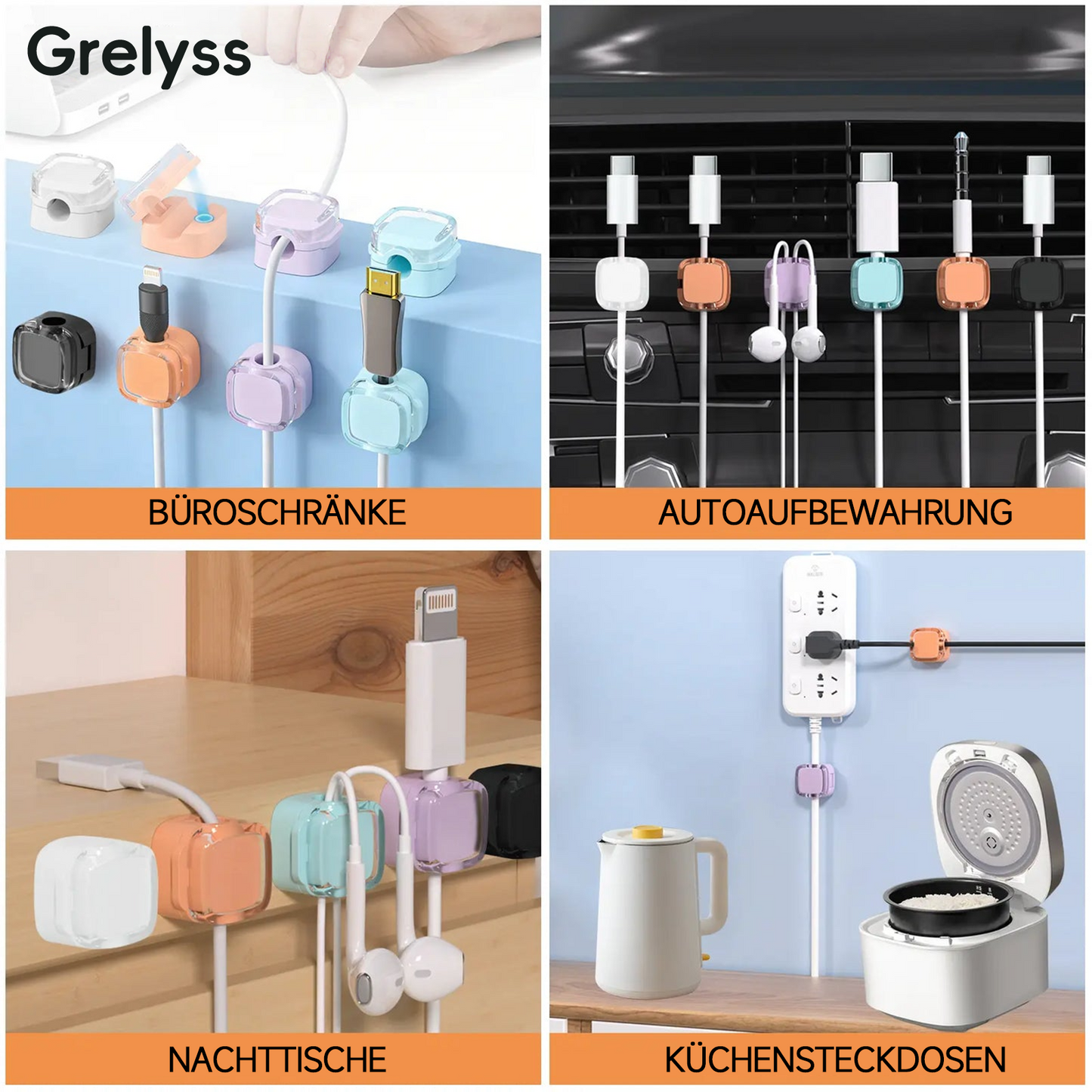 📢 Magnetischer Kabel-Organizer-Halter – 6er-Pack wandmontierte Kabelclips – Kabelmanagement-Clip für Schreibtisch & Desktop – Ordnungssystem für Büro und Zuhause