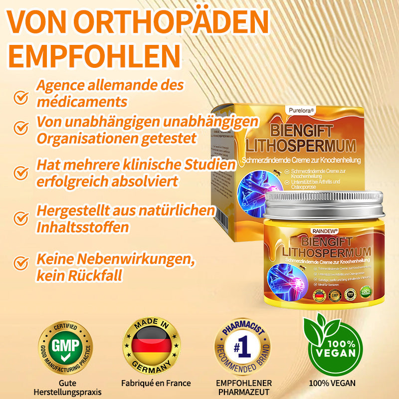 🐝 Offizieller Online-Shop丨Purelora® Bee Venom & Lithospermum Comfort Cream Wenn Gehen, Stehen oder Schlafen unangenehm wird — tägliche Schmerzlinderung & Knochenkomfort für ältere Erwachsene