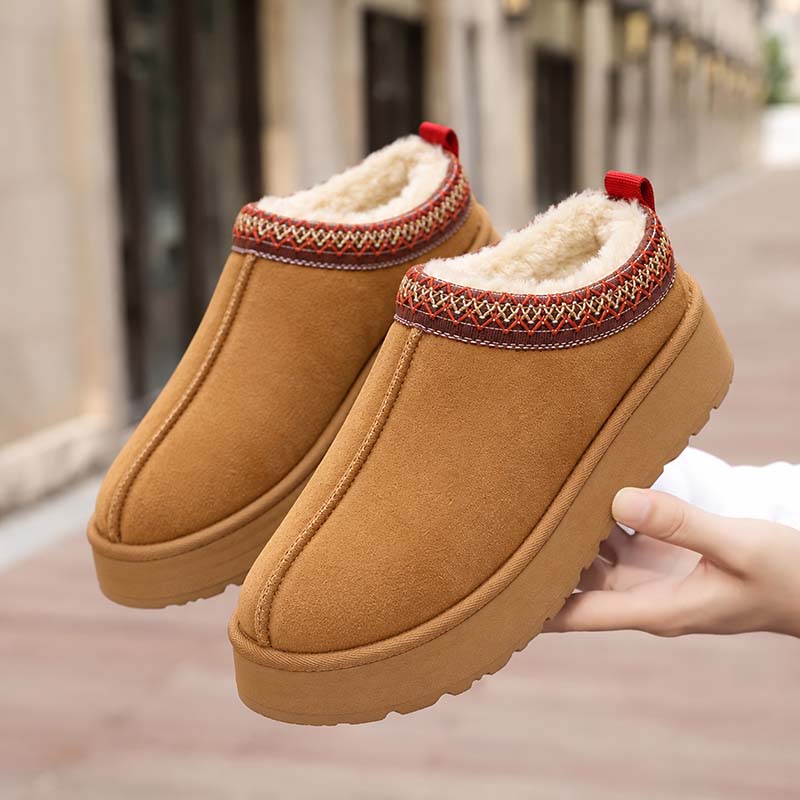 🔥 Damen Winter-Pantoffeln mit Kunstfellfutter – Warm, bequem & rutschfeste Plateausohle🦵