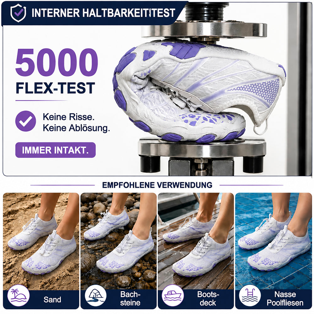 Unisex Barfuß-Wasserschuhe | Aufblasbares Selbstrettungssystem | Hilft bei der Behandlung von Fußpilz | Memory-Foam-Fußgewölbestütze | Wasserdicht, atmungsaktiv & sandabweisend | Ultraleichte, schnell trocknende Aqua-Schuhe