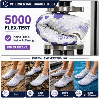 Unisex Barfuß-Wasserschuhe | Aufblasbares Selbstrettungssystem | Hilft bei der Behandlung von Fußpilz | Memory-Foam-Fußgewölbestütze | Wasserdicht, atmungsaktiv & sandabweisend | Ultraleichte, schnell trocknende Aqua-Schuhe