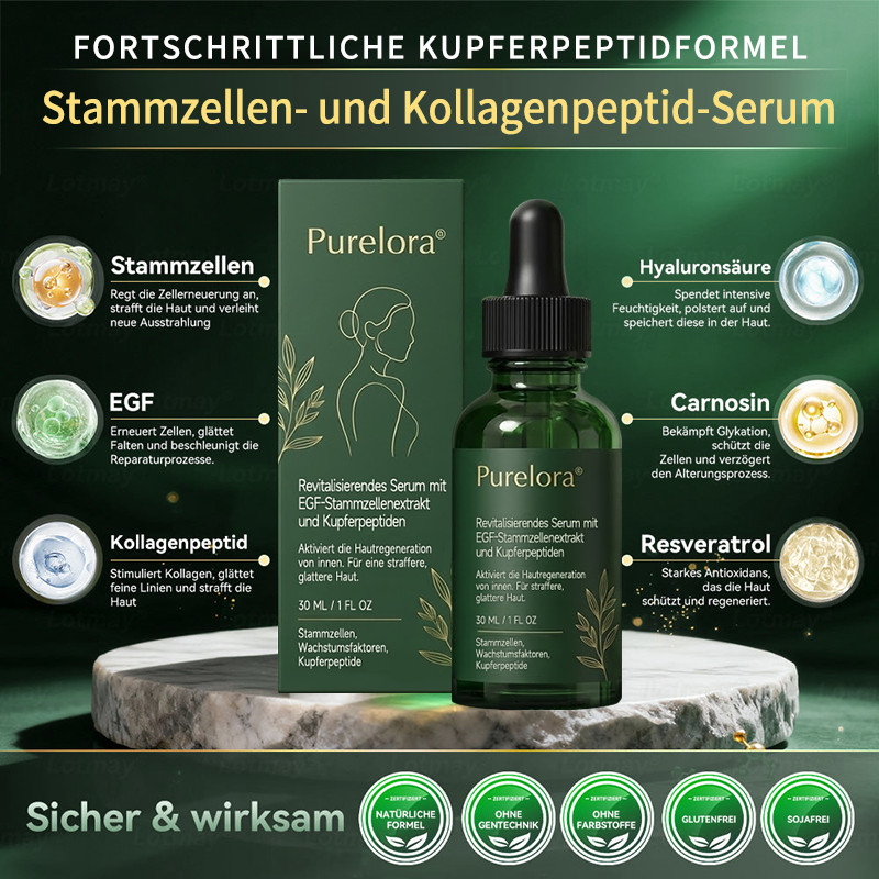 Purelora® Stammzellen-abgeleitetes EGF & Kupferpeptid-Aktivierungsserum (Aktiviert die Hauterneuerung von innen heraus für eine straffere, glattere Haut)（副本）