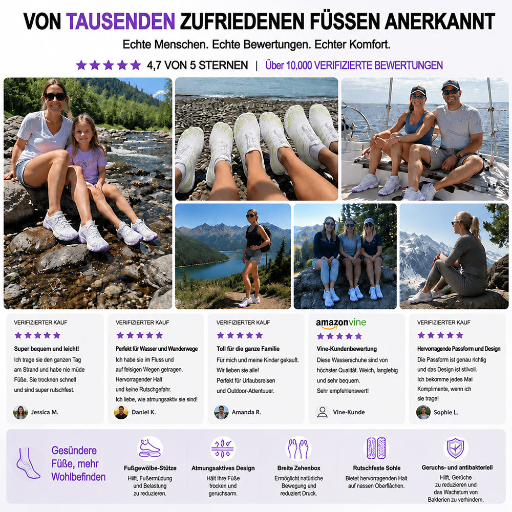 Unisex Barfuß-Wasserschuhe | Aufblasbares Selbstrettungssystem | Hilft bei der Behandlung von Fußpilz | Memory-Foam-Fußgewölbestütze | Wasserdicht, atmungsaktiv & sandabweisend | Ultraleichte, schnell trocknende Aqua-Schuhe