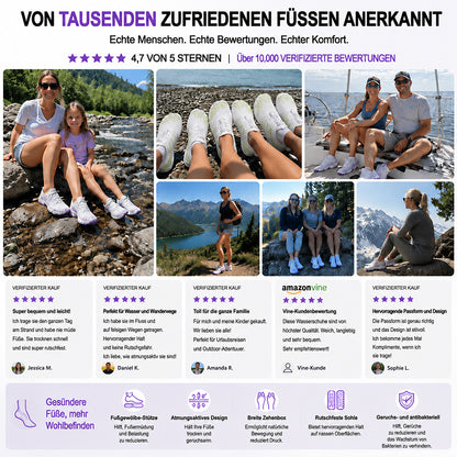Unisex Barfuß-Wasserschuhe | Aufblasbares Selbstrettungssystem | Hilft bei der Behandlung von Fußpilz | Memory-Foam-Fußgewölbestütze | Wasserdicht, atmungsaktiv & sandabweisend | Ultraleichte, schnell trocknende Aqua-Schuhe