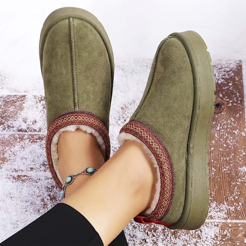 🔥 Damen Winter-Pantoffeln mit Kunstfellfutter – Warm, bequem & rutschfeste Plateausohle🦵