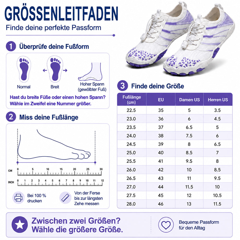 Unisex Barfuß-Wasserschuhe | Aufblasbares Selbstrettungssystem | Hilft bei der Behandlung von Fußpilz | Memory-Foam-Fußgewölbestütze | Wasserdicht, atmungsaktiv & sandabweisend | Ultraleichte, schnell trocknende Aqua-Schuhe