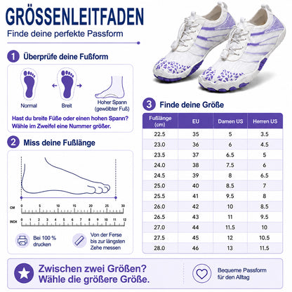 Unisex Barfuß-Wasserschuhe | Aufblasbares Selbstrettungssystem | Hilft bei der Behandlung von Fußpilz | Memory-Foam-Fußgewölbestütze | Wasserdicht, atmungsaktiv & sandabweisend | Ultraleichte, schnell trocknende Aqua-Schuhe