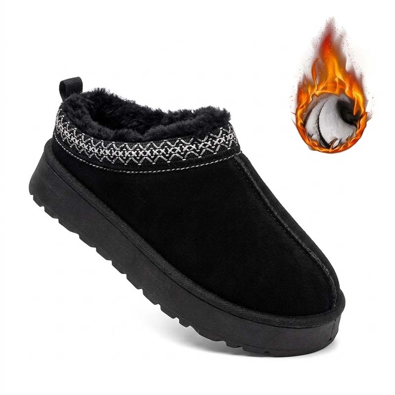 🔥 Damen Winter-Pantoffeln mit Kunstfellfutter – Warm, bequem & rutschfeste Plateausohle🦵