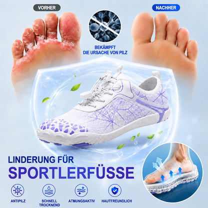Unisex Barfuß-Wasserschuhe | Aufblasbares Selbstrettungssystem | Hilft bei der Behandlung von Fußpilz | Memory-Foam-Fußgewölbestütze | Wasserdicht, atmungsaktiv & sandabweisend | Ultraleichte, schnell trocknende Aqua-Schuhe