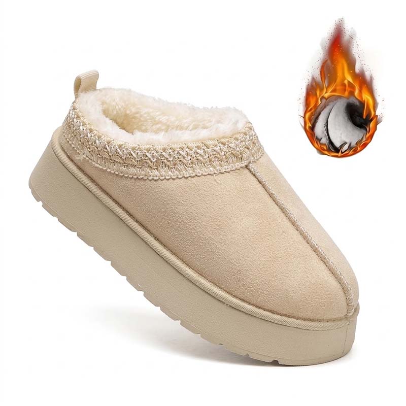 🔥 Damen Winter-Pantoffeln mit Kunstfellfutter – Warm, bequem & rutschfeste Plateausohle🦵