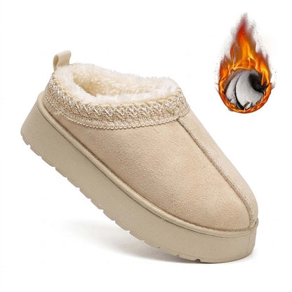 🔥 Damen Winter-Pantoffeln mit Kunstfellfutter – Warm, bequem & rutschfeste Plateausohle🦵