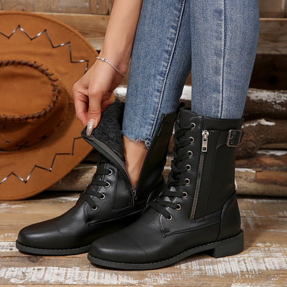 🔥 Letzter Tag – 50 % Rabatt – Damen-Lederstiefel mit Reißverschluss – weite Passform, gepolsterte Sohle und schmerzlindernder Reitstiefel-Stil