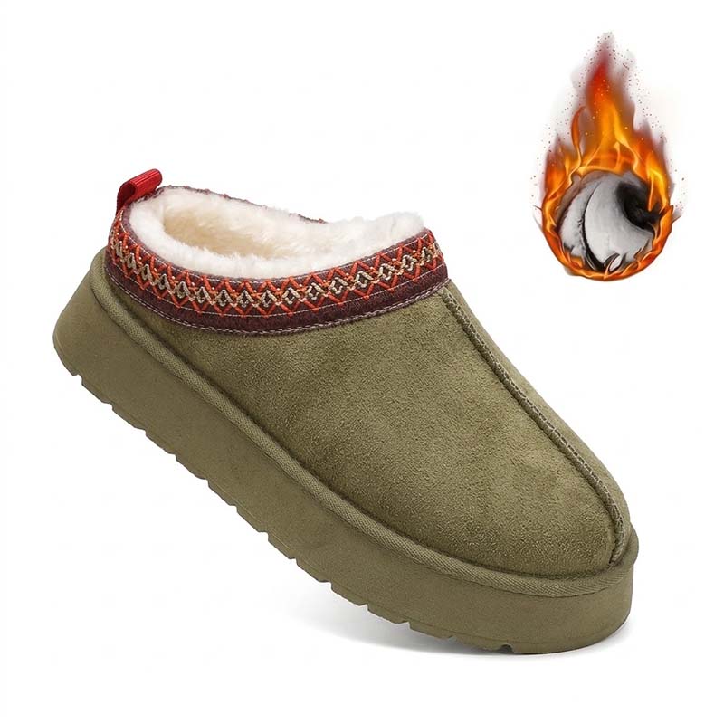 🔥 Damen Winter-Pantoffeln mit Kunstfellfutter – Warm, bequem & rutschfeste Plateausohle🦵