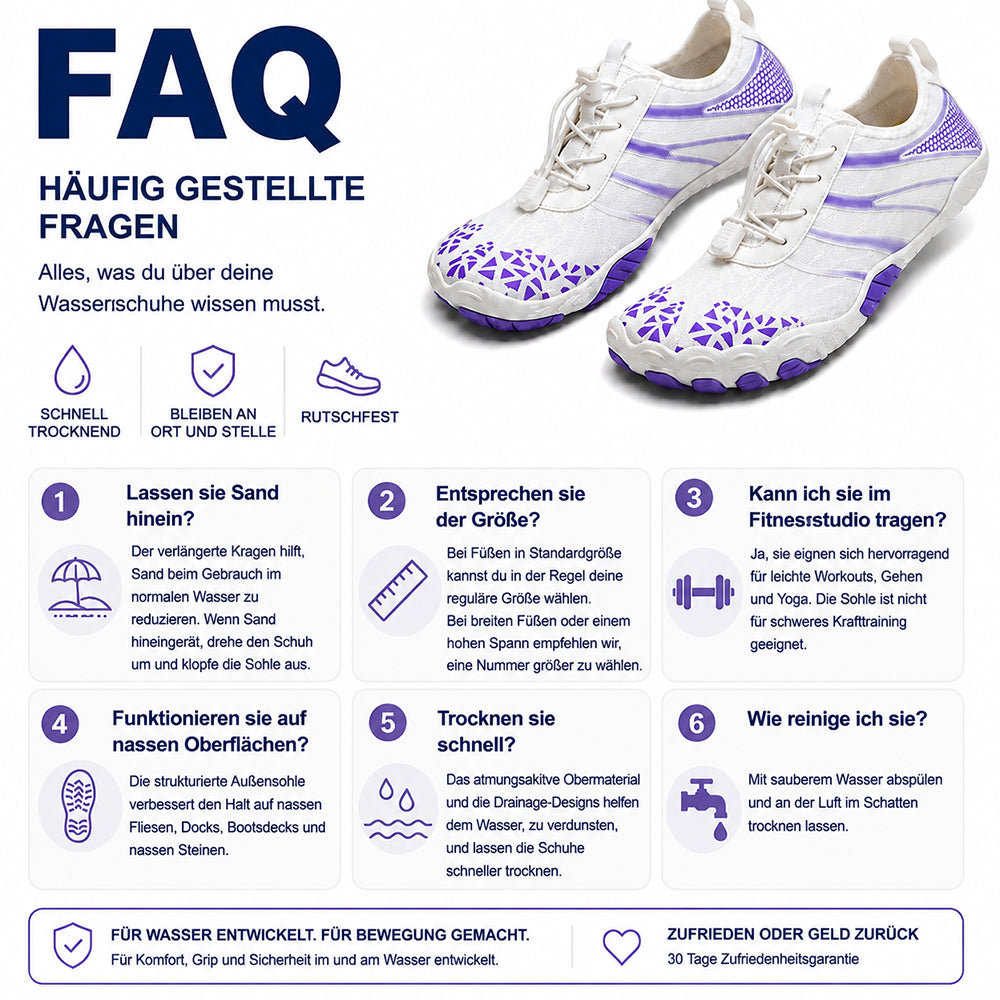 Unisex Barfuß-Wasserschuhe | Aufblasbares Selbstrettungssystem | Hilft bei der Behandlung von Fußpilz | Memory-Foam-Fußgewölbestütze | Wasserdicht, atmungsaktiv & sandabweisend | Ultraleichte, schnell trocknende Aqua-Schuhe