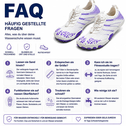 Unisex Barfuß-Wasserschuhe | Aufblasbares Selbstrettungssystem | Hilft bei der Behandlung von Fußpilz | Memory-Foam-Fußgewölbestütze | Wasserdicht, atmungsaktiv & sandabweisend | Ultraleichte, schnell trocknende Aqua-Schuhe