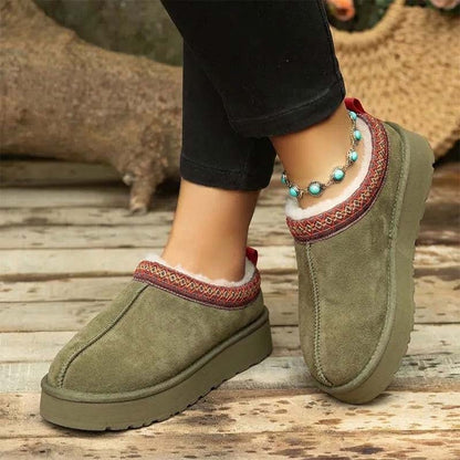 🔥 Damen Winter-Pantoffeln mit Kunstfellfutter – Warm, bequem & rutschfeste Plateausohle🦵