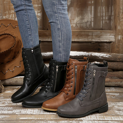 🔥 Letzter Tag – 50 % Rabatt – Damen-Lederstiefel mit Reißverschluss – weite Passform, gepolsterte Sohle und schmerzlindernder Reitstiefel-Stil