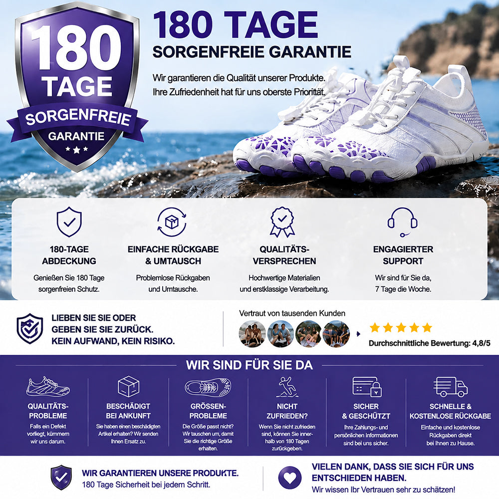 Unisex Barfuß-Wasserschuhe | Aufblasbares Selbstrettungssystem | Hilft bei der Behandlung von Fußpilz | Memory-Foam-Fußgewölbestütze | Wasserdicht, atmungsaktiv & sandabweisend | Ultraleichte, schnell trocknende Aqua-Schuhe