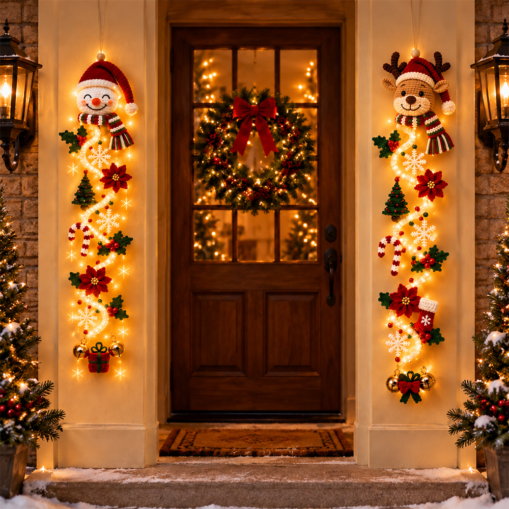 ⏳ Last Day 49% OFF – 🎄 Glowing Christmas Door Hanger | 6 Festive Light Designs✨