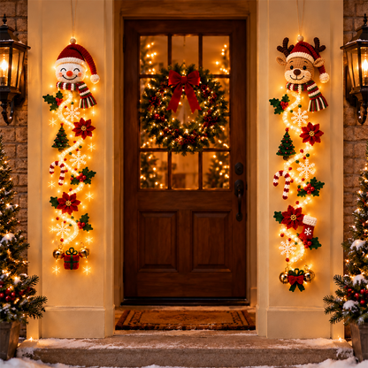 ⏳ Last Day 49% OFF – 🎄 Glowing Christmas Door Hanger | 6 Festive Light Designs✨