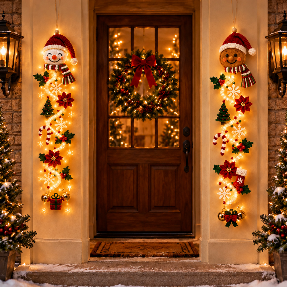 ⏳ Last Day 49% OFF – 🎄 Glowing Christmas Door Hanger | 6 Festive Light Designs✨