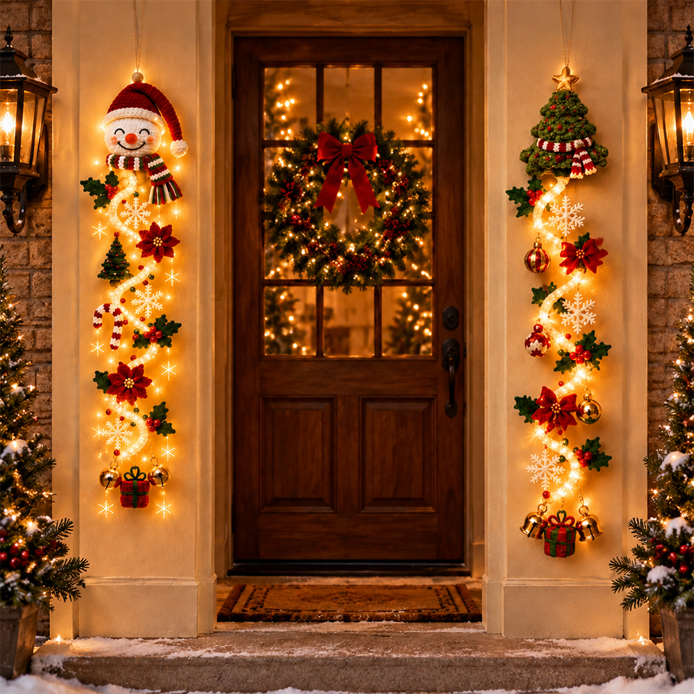 ⏳ Last Day 49% OFF – 🎄 Glowing Christmas Door Hanger | 6 Festive Light Designs✨