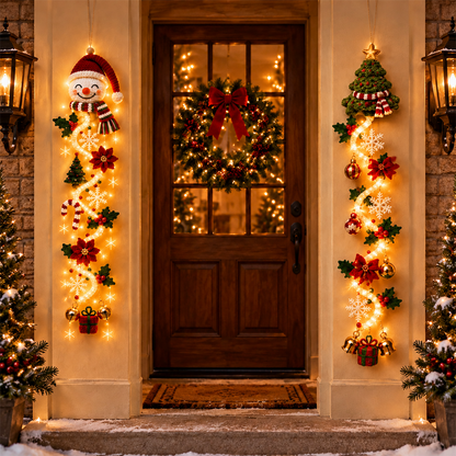 ⏳ Last Day 49% OFF – 🎄 Glowing Christmas Door Hanger | 6 Festive Light Designs✨