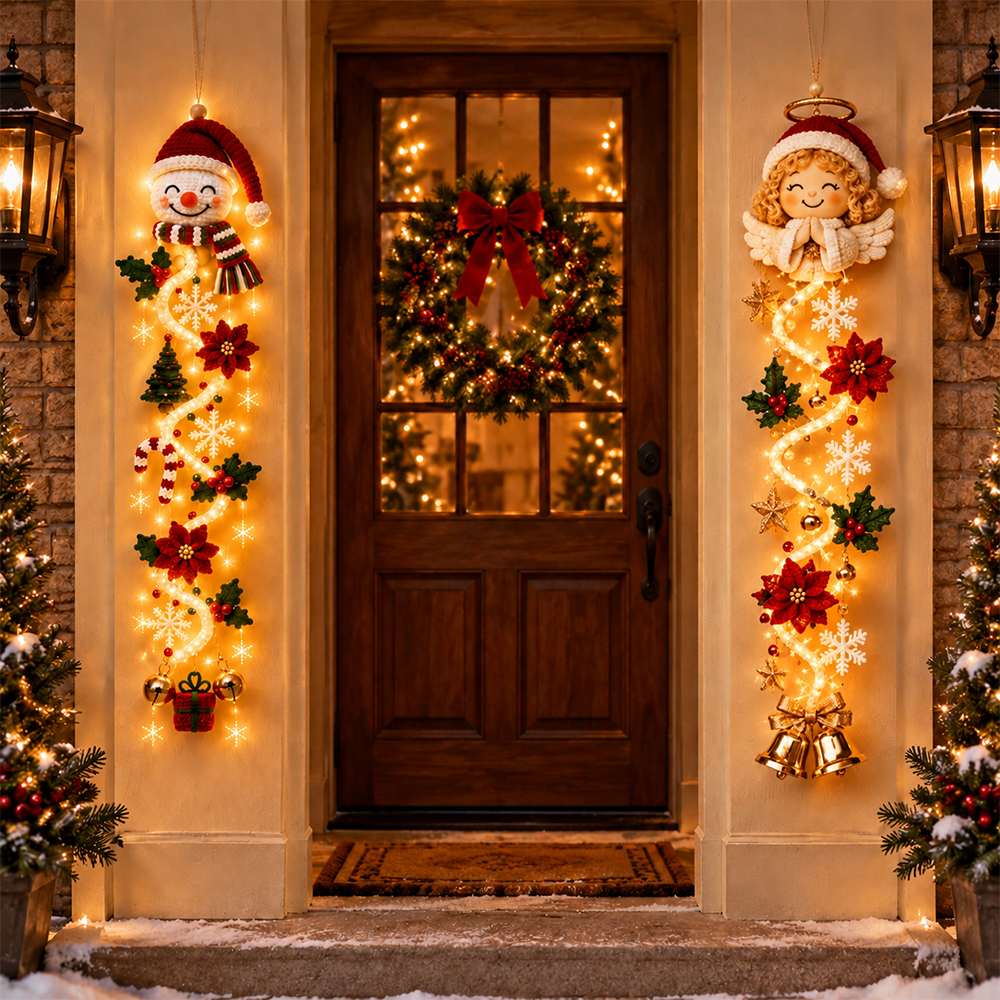 ⏳ Last Day 49% OFF – 🎄 Glowing Christmas Door Hanger | 6 Festive Light Designs✨