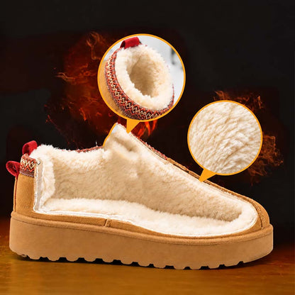 🔥 Damen Winter-Pantoffeln mit Kunstfellfutter – Warm, bequem & rutschfeste Plateausohle🦵