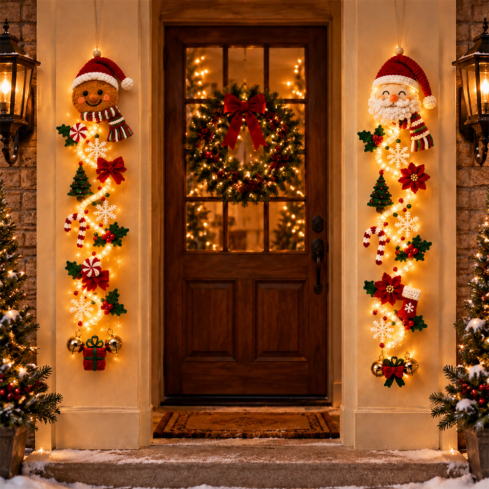 ⏳ Last Day 49% OFF – 🎄 Glowing Christmas Door Hanger | 6 Festive Light Designs✨