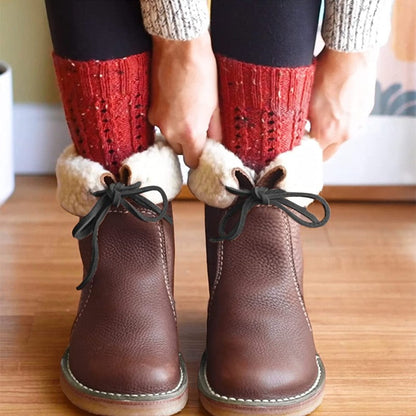 🔥 Letzter Tag – 50 % Rabatt – Wasserdichte orthopädische Leder-Schneestiefel mit Wollfutter