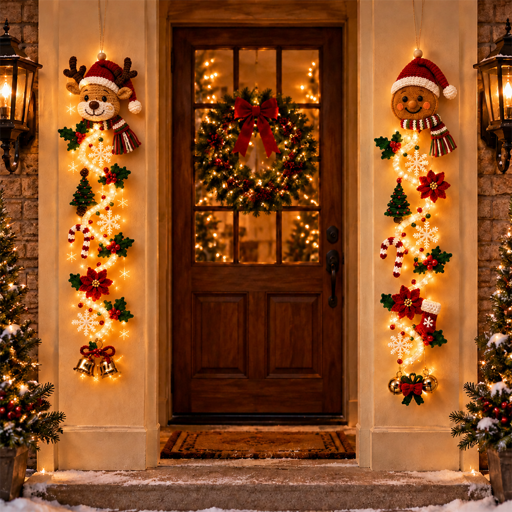 ⏳ Last Day 49% OFF – 🎄 Glowing Christmas Door Hanger | 6 Festive Light Designs✨