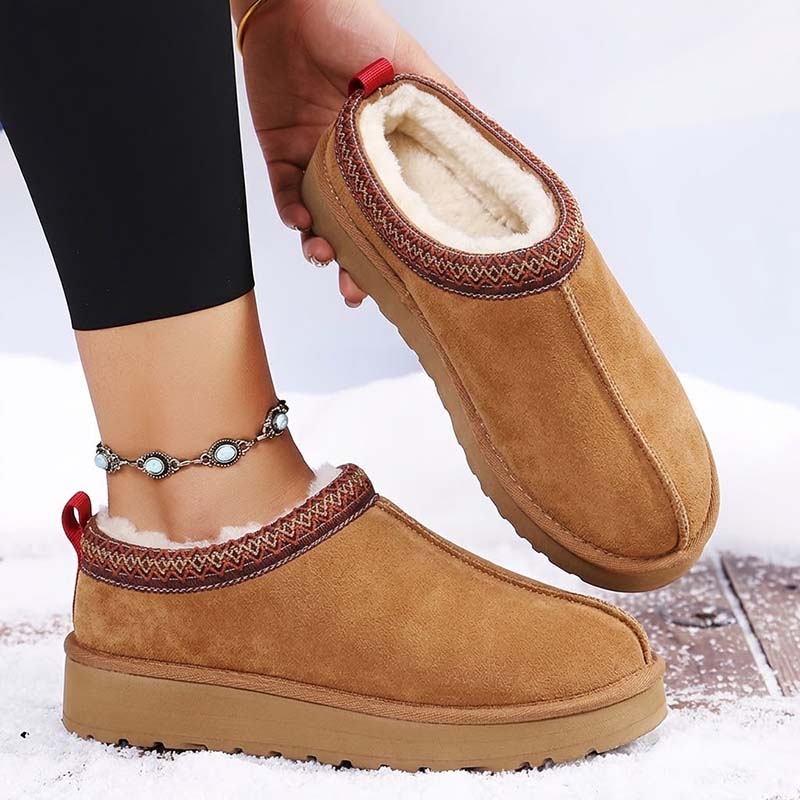 🔥 Damen Winter-Pantoffeln mit Kunstfellfutter – Warm, bequem & rutschfeste Plateausohle🦵