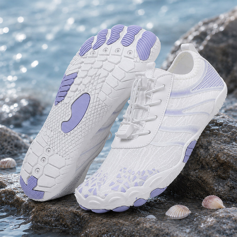 Unisex Barfuß-Wasserschuhe | Aufblasbares Selbstrettungssystem | Hilft bei der Behandlung von Fußpilz | Memory-Foam-Fußgewölbestütze | Wasserdicht, atmungsaktiv & sandabweisend | Ultraleichte, schnell trocknende Aqua-Schuhe