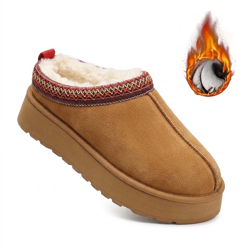 🔥 Damen Winter-Pantoffeln mit Kunstfellfutter – Warm, bequem & rutschfeste Plateausohle🦵