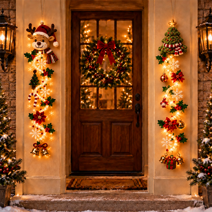 ⏳ Last Day 49% OFF – 🎄 Glowing Christmas Door Hanger | 6 Festive Light Designs✨