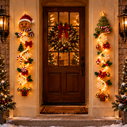 ⏳ Last Day 49% OFF – 🎄 Glowing Christmas Door Hanger | 6 Festive Light Designs✨