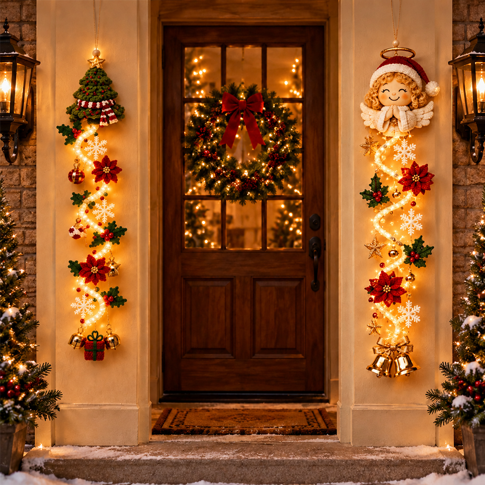 ⏳ Last Day 49% OFF – 🎄 Glowing Christmas Door Hanger | 6 Festive Light Designs✨