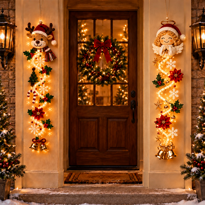 ⏳ Last Day 49% OFF – 🎄 Glowing Christmas Door Hanger | 6 Festive Light Designs✨