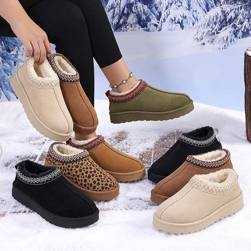 🔥 Damen Winter-Pantoffeln mit Kunstfellfutter – Warm, bequem & rutschfeste Plateausohle🦵