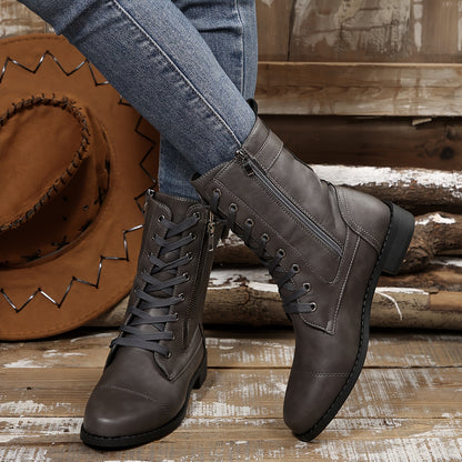 🔥 Letzter Tag – 50 % Rabatt – Damen-Lederstiefel mit Reißverschluss – weite Passform, gepolsterte Sohle und schmerzlindernder Reitstiefel-Stil