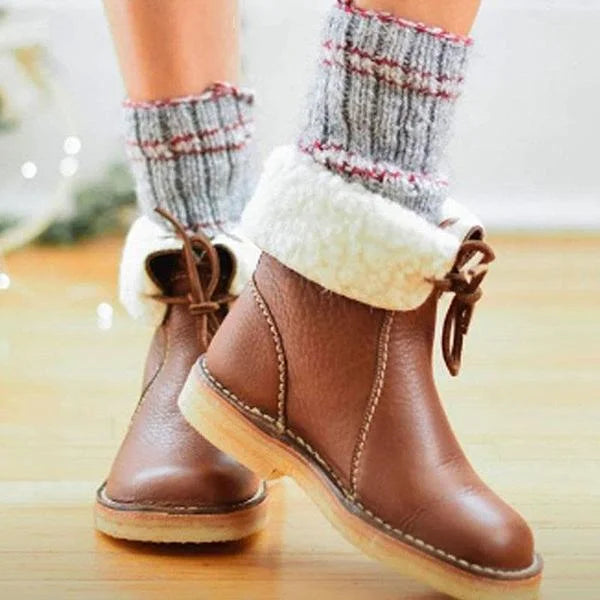 🔥 Letzter Tag – 50 % Rabatt – Wasserdichte orthopädische Leder-Schneestiefel mit Wollfutter