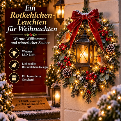 ✨ Nur heute: 49 % Rabatt ✨🐦 A Robin Glow – Beleuchteter Weihnachtskranz mit Rotkehlchen