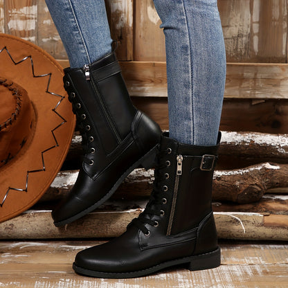 🔥 Letzter Tag – 50 % Rabatt – Damen-Lederstiefel mit Reißverschluss – weite Passform, gepolsterte Sohle und schmerzlindernder Reitstiefel-Stil