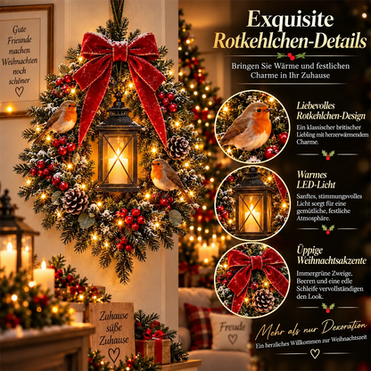 ✨ Nur heute: 49 % Rabatt ✨🐦 A Robin Glow – Beleuchteter Weihnachtskranz mit Rotkehlchen