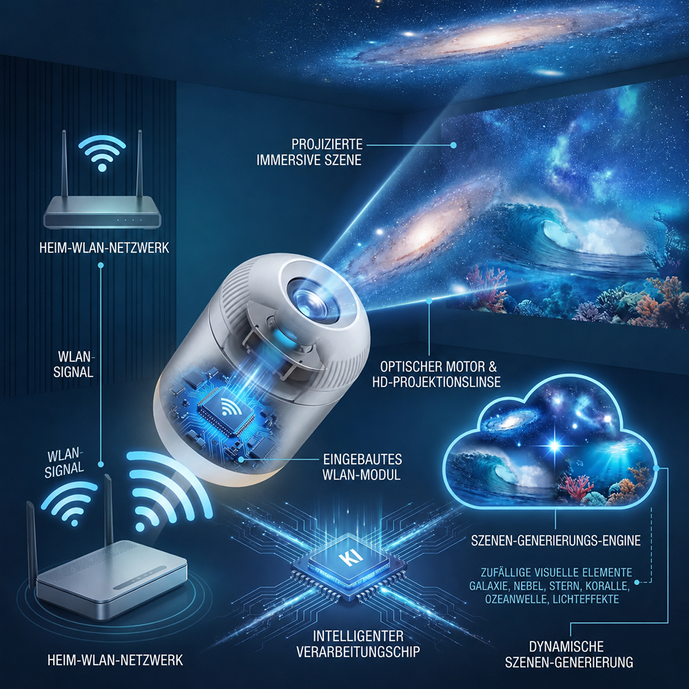 ✨Nachtlicht-Projektor – 5D Sternenhimmel & Ozean-Atmosphäre für Schlafzimmer, Kinderzimmer und Auto